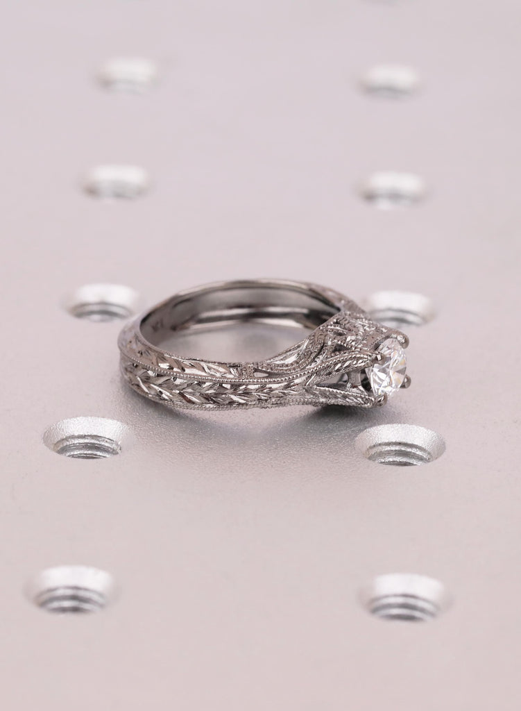 Unique Engagement Ring for Her, 14K Black Gold Diamond Ring, Vintage Wedding Proposal Gift image #4