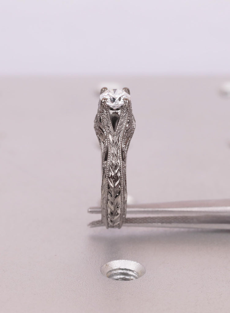 Unique Engagement Ring for Her, 14K Black Gold Diamond Ring, Vintage Wedding Proposal Gift image #11