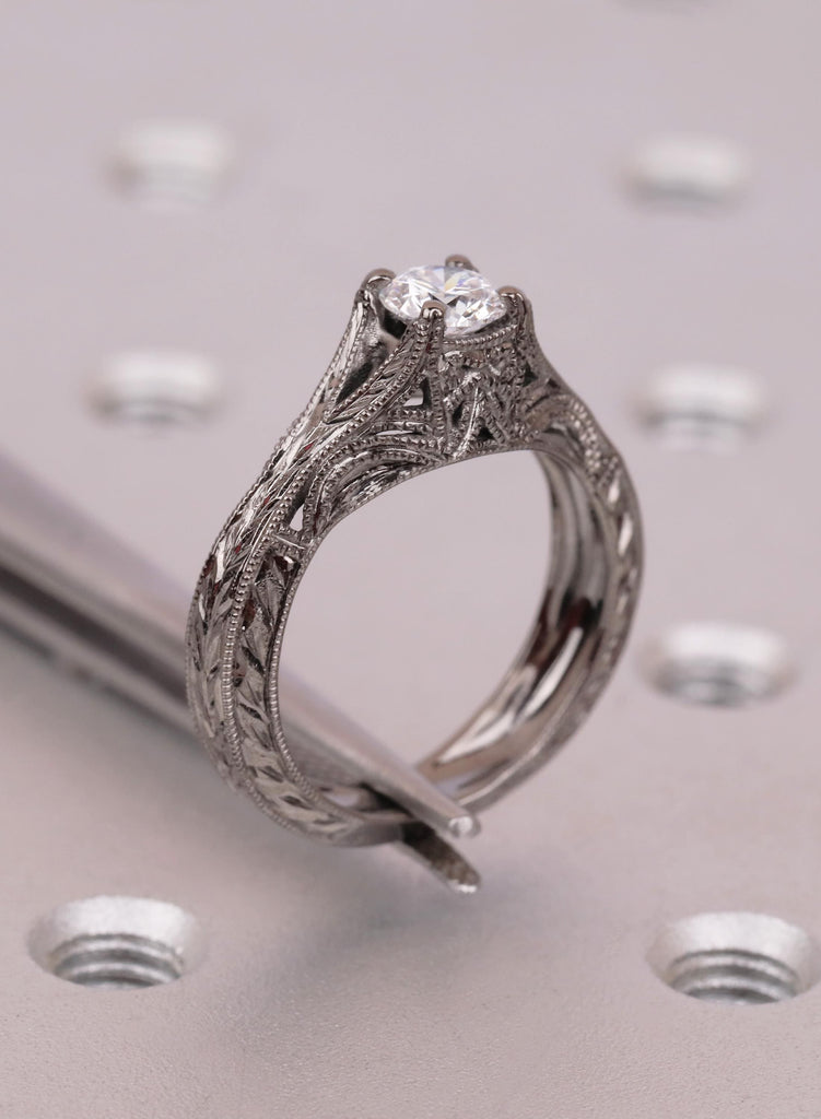 Unique Engagement Ring for Her, 14K Black Gold Diamond Ring, Vintage Wedding Proposal Gift image #9