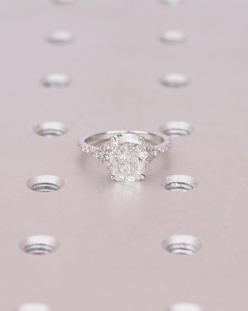 Cushion Cut Lab Grown Diamond Cluster Ring