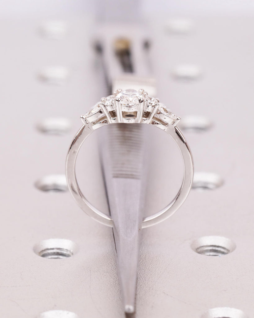 IGI Certified Oval Lab Grown Diamond Engagement Ring, Solid Gold Vintage Engagement Ring, Unique Diamond Cluster Ring, Art Deco Promise Ring image #8