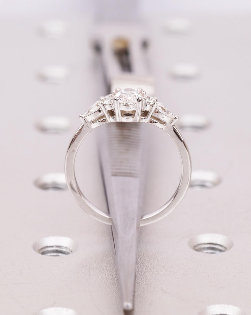 Moissanite Oval Engagement Ring, 0.5ct up to 4ct, 14k Solid Gold Vintage Engagement Ring, Unique Diamond Cluster Ring, Art Deco Promise Ring image #10