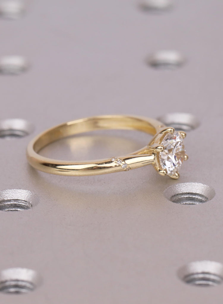 14k Gold Engagement Ring, Promise Ring, Anniversary Gift For Her, Round Diamond Accent, Wedding Ring image #4