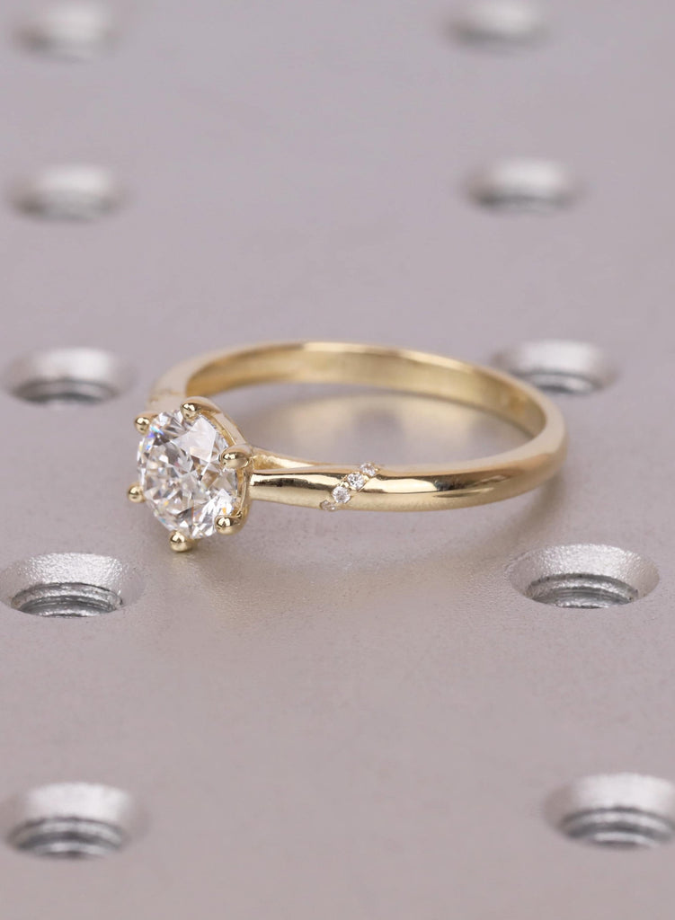 14k Gold Engagement Ring, Promise Ring, Anniversary Gift For Her, Round Diamond Accent, Wedding Ring image #9