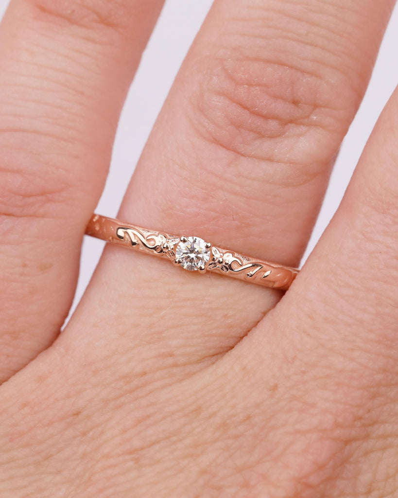 14k Rose Gold Floral Wedding Ring