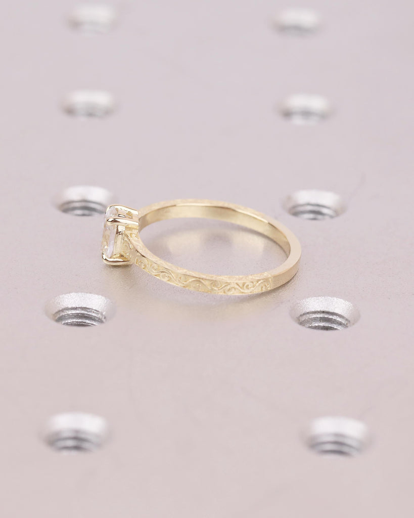 IGI Certified Oval Lab Created Diamond Engagement Ring, 14k Gold Vintage Style Ring image #9