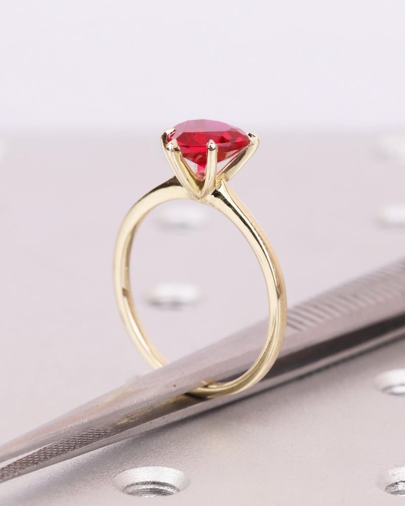Heart Ruby Ring | 14K Solid Gold Ruby Engagement Ring | Love Heart Solitaire Ring | Custom Heart Birthstone Ring | Personalized Gift for Her image #10