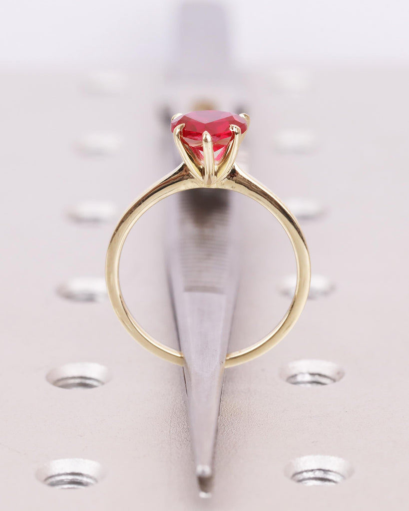 Heart Ruby Ring | 14K Solid Gold Ruby Engagement Ring | Love Heart Solitaire Ring | Custom Heart Birthstone Ring | Personalized Gift for Her image #9
