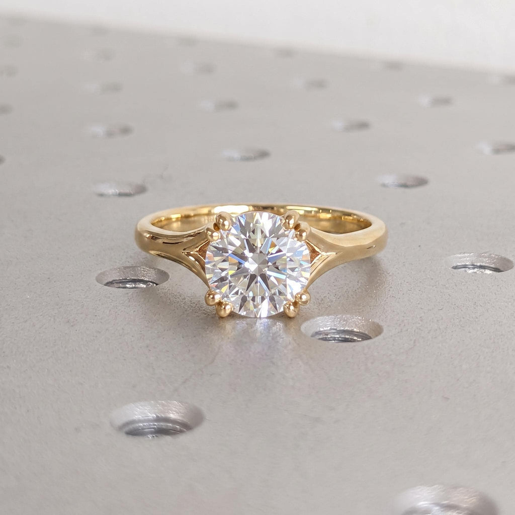 Unique Diamond Engagement Ring | Double Prong Setting Solid Gold or Platinum Bridal Jewelry | Wedding Anniversary Gift for Her image #3