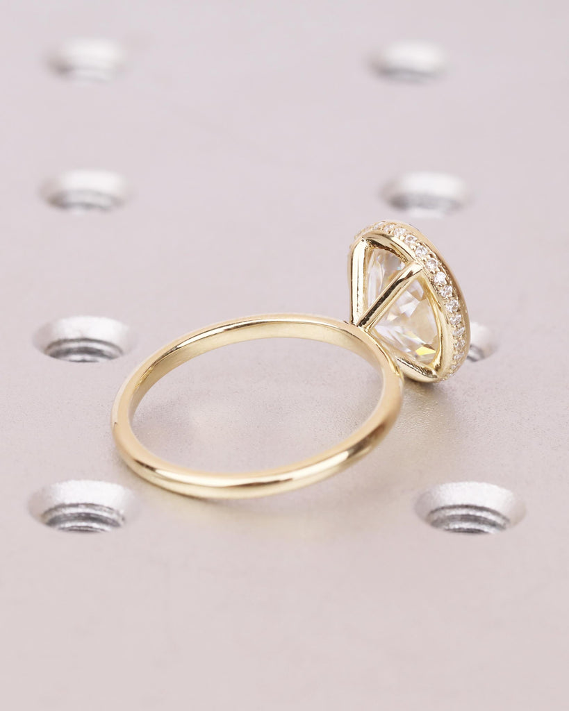 IGI Certified 2.5ct Crushed Ice Lab Diamond Ring, Oval Bezel Engagement Ring with Hidden Halo, Solid Gold Promise Ring for Her image #9