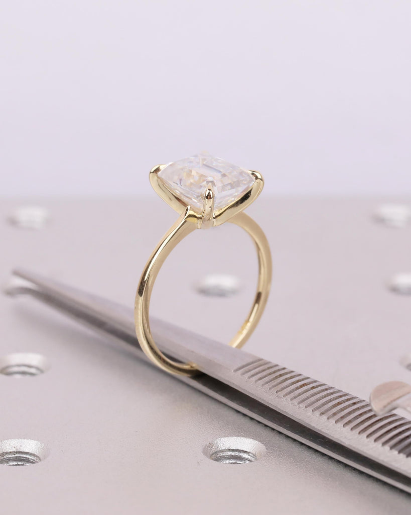 4 Carat Emerald Cut Lab Diamond Solitaire Engagement Ring in 14K Yellow Gold image #4