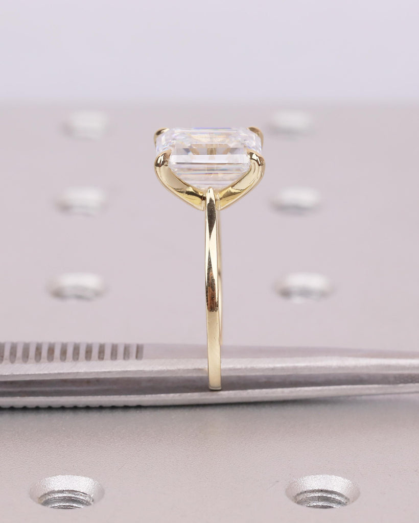 4 Carat Emerald Cut Lab Diamond Solitaire Engagement Ring in 14K Yellow Gold image #15