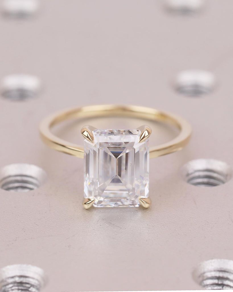 4 Carat Emerald Cut Lab Diamond Solitaire Engagement Ring in 14K Yellow Gold image #16