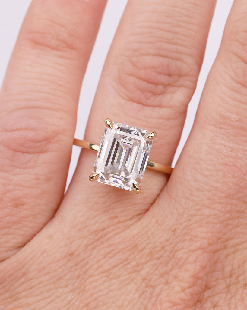 4 Carat Emerald Cut Lab Diamond Solitaire Engagement Ring in 14K Yellow Gold image #1