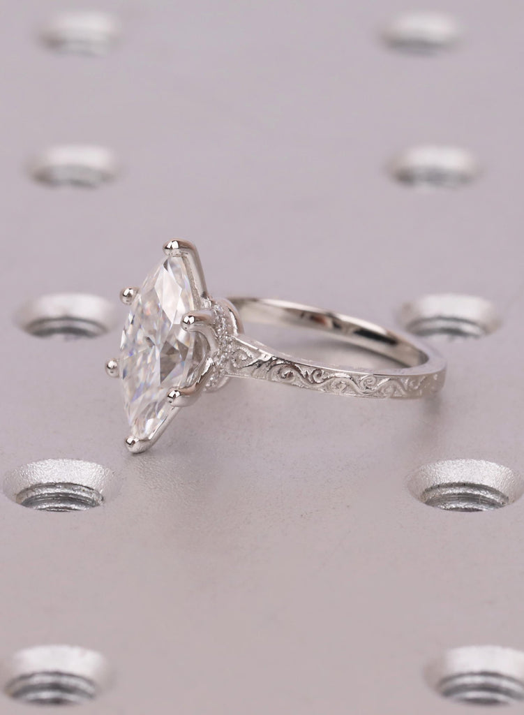 Engagement Ring For Her, Marquise Diamond Alternative, Filigree Vintage Style Promise Ring, Anniversary Gift image #7