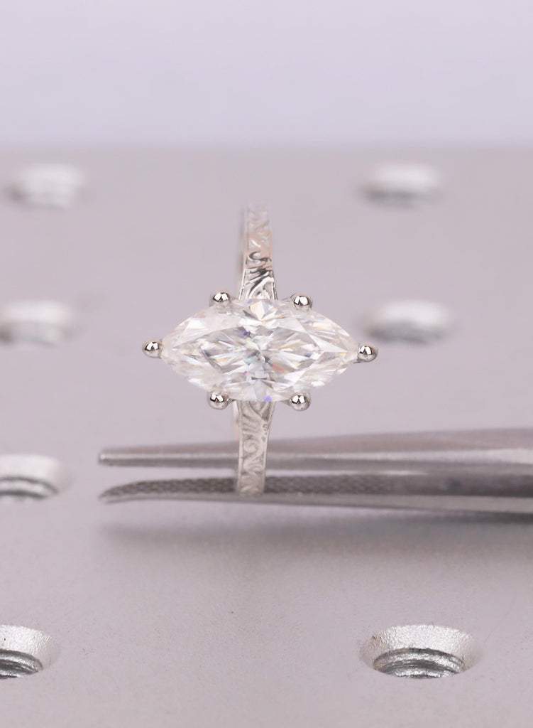 Engagement Ring For Her, Marquise Diamond Alternative, Filigree Vintage Style Promise Ring, Anniversary Gift image #11