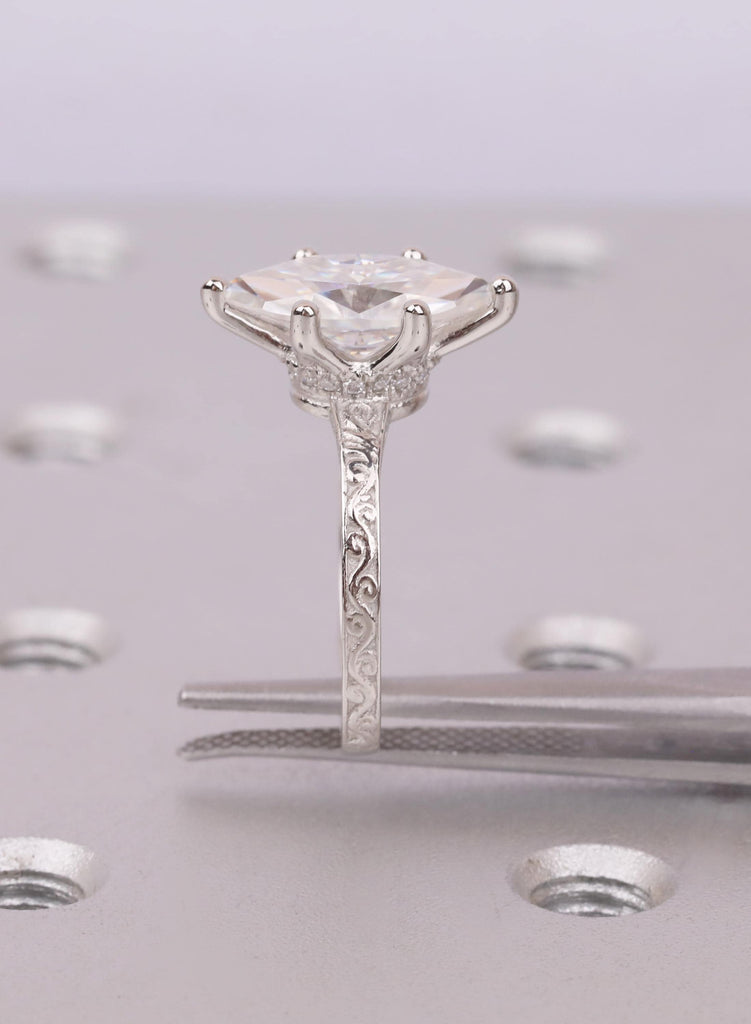 Engagement Ring For Her, Marquise Diamond Alternative, Filigree Vintage Style Promise Ring, Anniversary Gift image #13