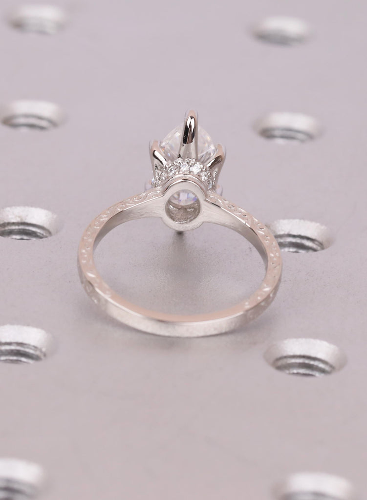 Marquise Engagement Ring, Lab Grown Diamond, Vintage Filigree Wedding Ring, Hidden Halo Marquise Ring, Art Deco Promise Ring, Bridal Jewelry image #6