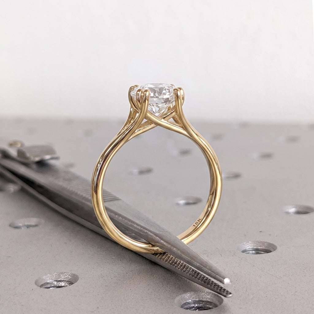 Lab Diamond Engagement Rings for Women | 18k Gold Wedding Anniversary Gifts for Her | 1-2ct Round Solitaire Ring image #2