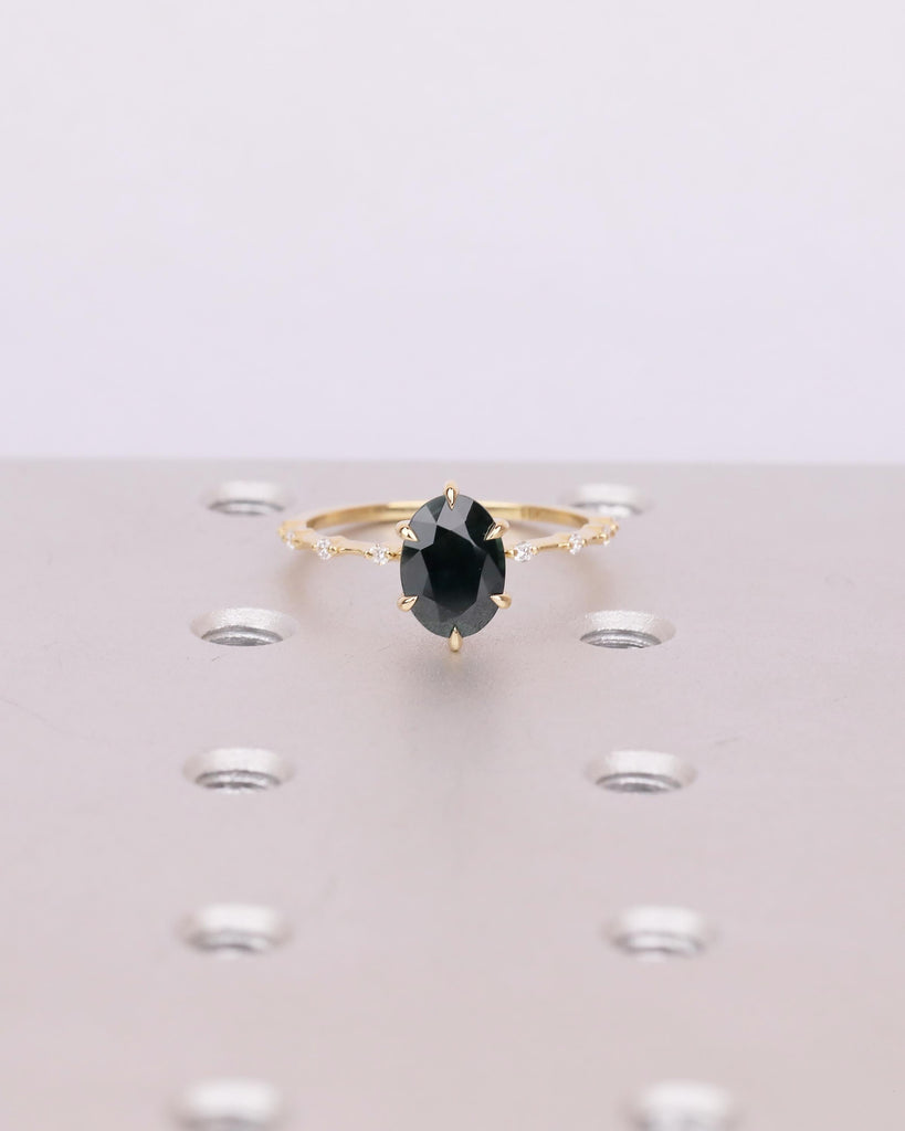 Oval Teal Sapphire Engagement Ring