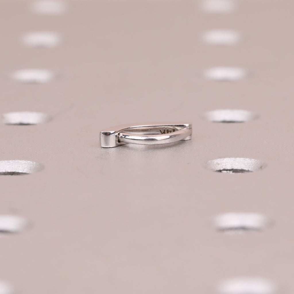 Moissanite Body Piercing Jewelry | 14k White Gold Diamond Belly Ring Gift for Girlfriend | Minimalist Curved Navel Ring image #5