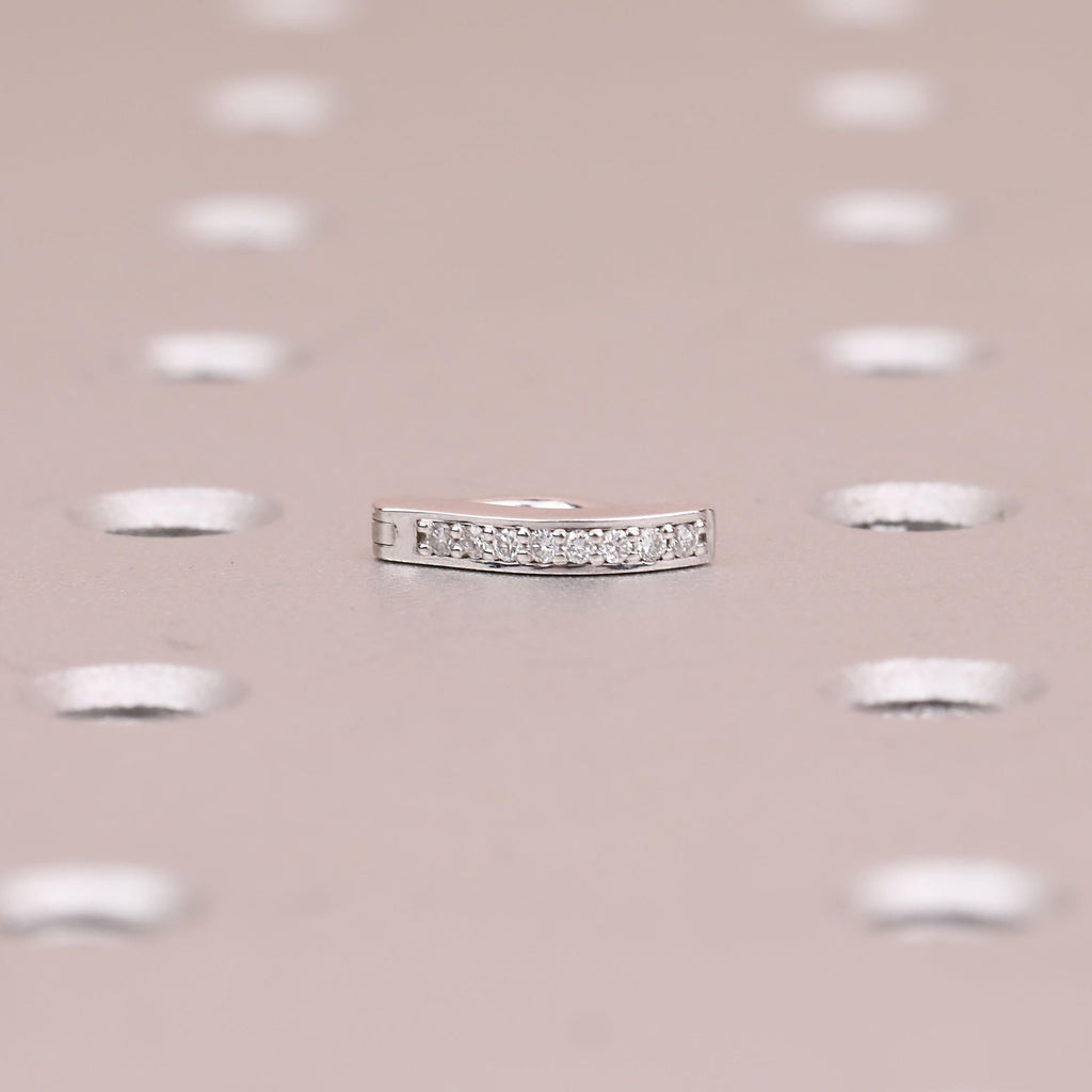 Moissanite Body Piercing Jewelry | 14k White Gold Diamond Belly Ring Gift for Girlfriend | Minimalist Curved Navel Ring image #3