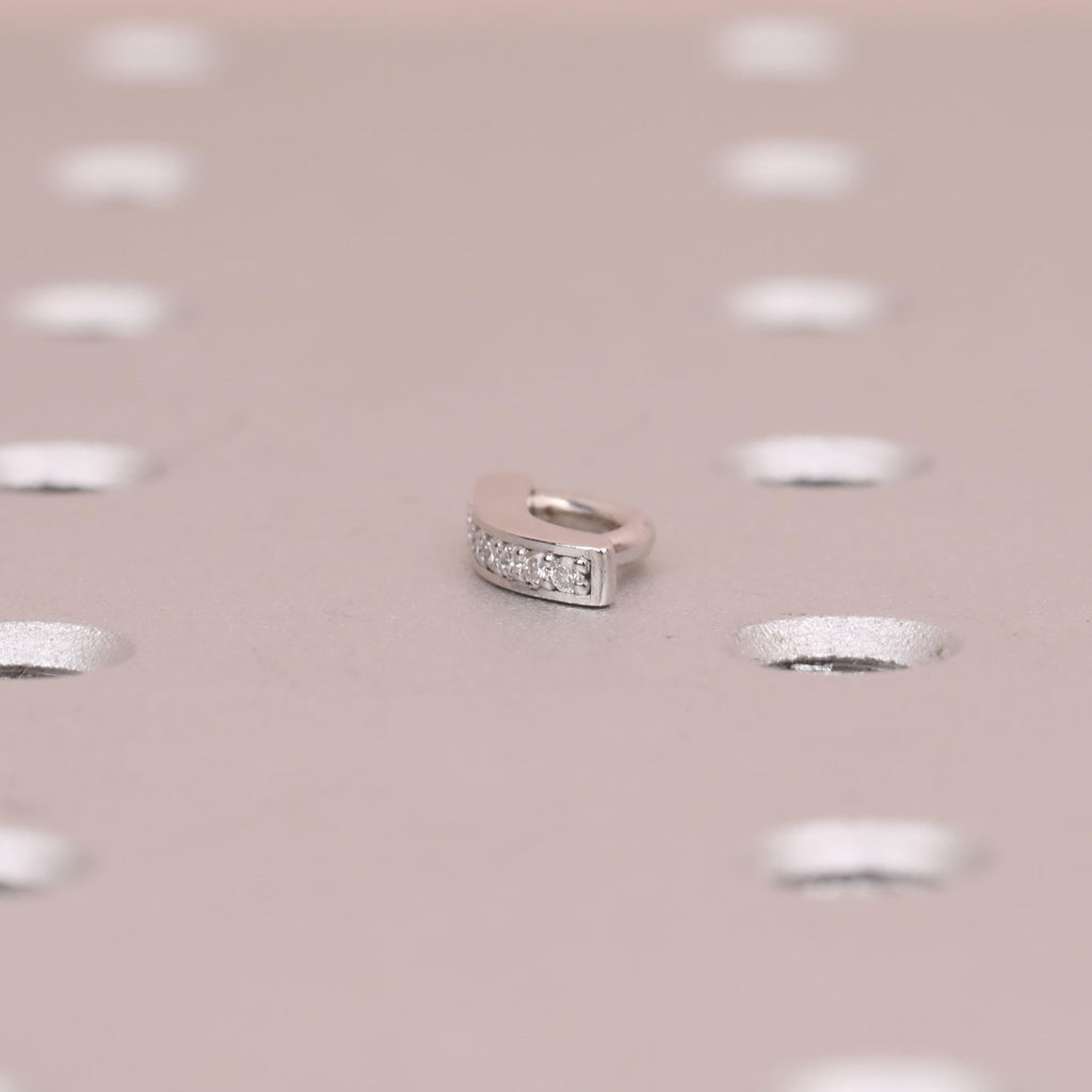 14k/18k Solid Gold Natural Diamond Navel Ring | Belly Button Lab Grown Diamond Piercing | Curved Belly Ring |  Diamond Clicker, Body Jewelry image #10