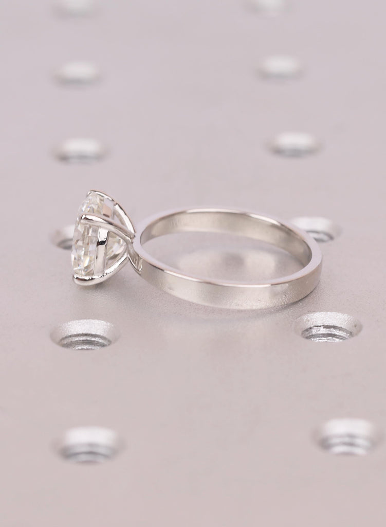 Lab Diamond Ring, Round Solitaire Engagement Ring, Platinum Band Simulated Diamond Wedding Ring, Minimalist Promise Ring For Women image #7