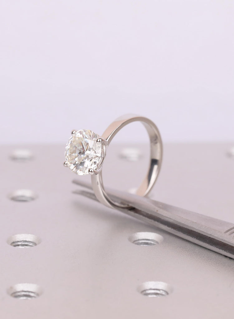 Round Cut Lab Diamond Solitaire Engagement Ring, IGI Certified, 4 Prong Platinum Setting, Minimalist Classic Design, 14K 18K Solid Gold image #10