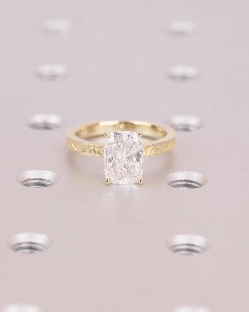 Elongated Cushion Cut Engagement Ring, IGI Certified Lab Diamond Ring, Vintage 14k Solid Gold Promise Ring, Art Deco Filigree Solitaire Ring image #8