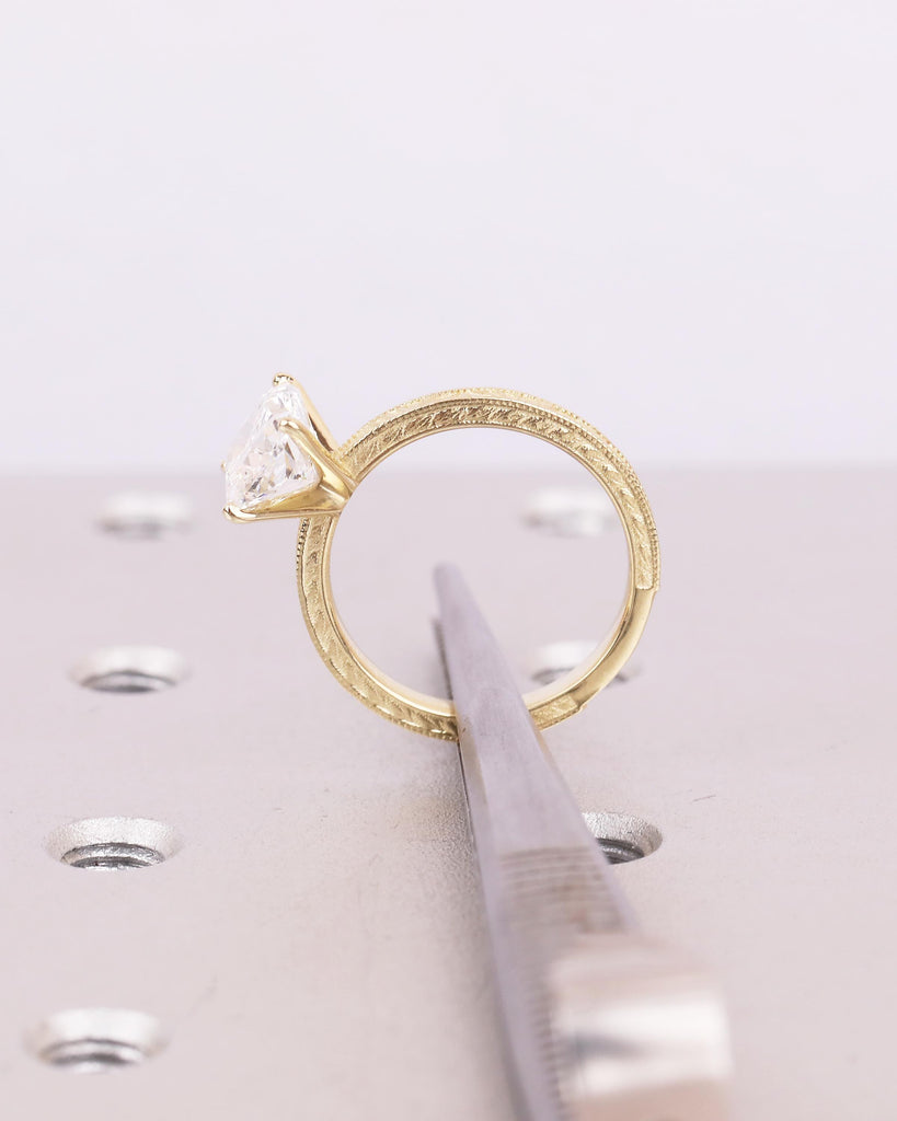 Elongated Cushion Cut Engagement Ring, IGI Certified Lab Diamond Ring, Vintage 14k Solid Gold Promise Ring, Art Deco Filigree Solitaire Ring image #19