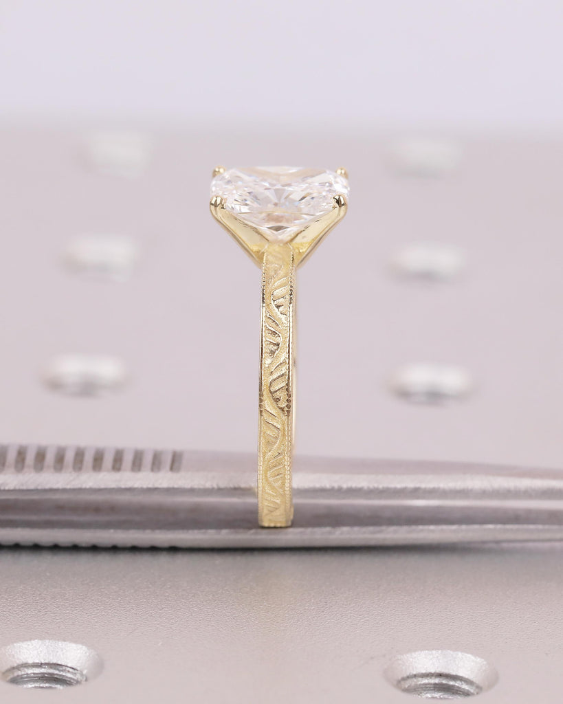 Elongated Cushion Cut Engagement Ring, IGI Certified Lab Diamond Ring, Vintage 14k Solid Gold Promise Ring, Art Deco Filigree Solitaire Ring image #18
