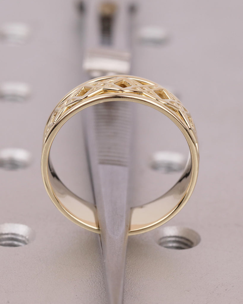 14k Solid Gold Celtic Ring, Men's Wedding Rings, Minimalist 8mm Wedding Band image #6