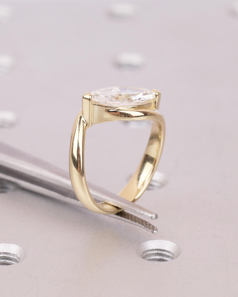 Marquise Engagement Ring, IGI Certified Lab Grown Diamond Ring, Minimalist 14k Yellow Gold Promise Rings for Women, Unique Handmade Jewelry image #11