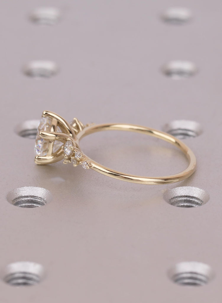Round Cluster Engagement Ring, Moissanite Cluster Ring, 14k Gold, Dainty Diamond Cluster Ring, Minimalist Bridal Ring image #8