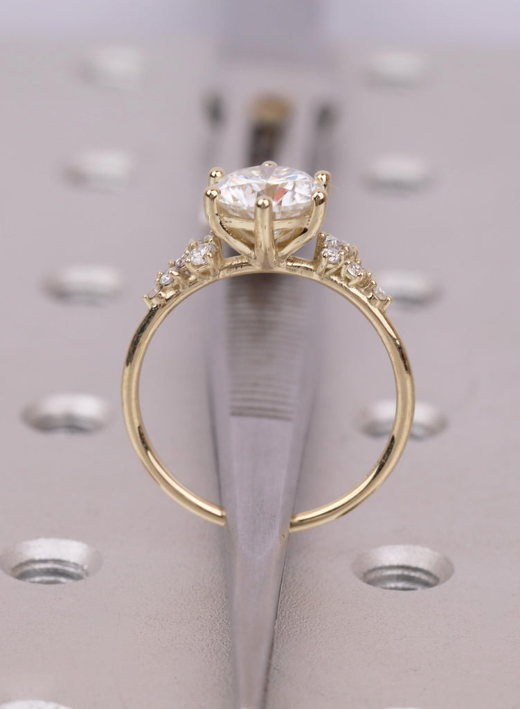 Round Cluster Engagement Ring, Moissanite Cluster Ring, 14k Gold, Dainty Diamond Cluster Ring, Minimalist Bridal Ring image #15