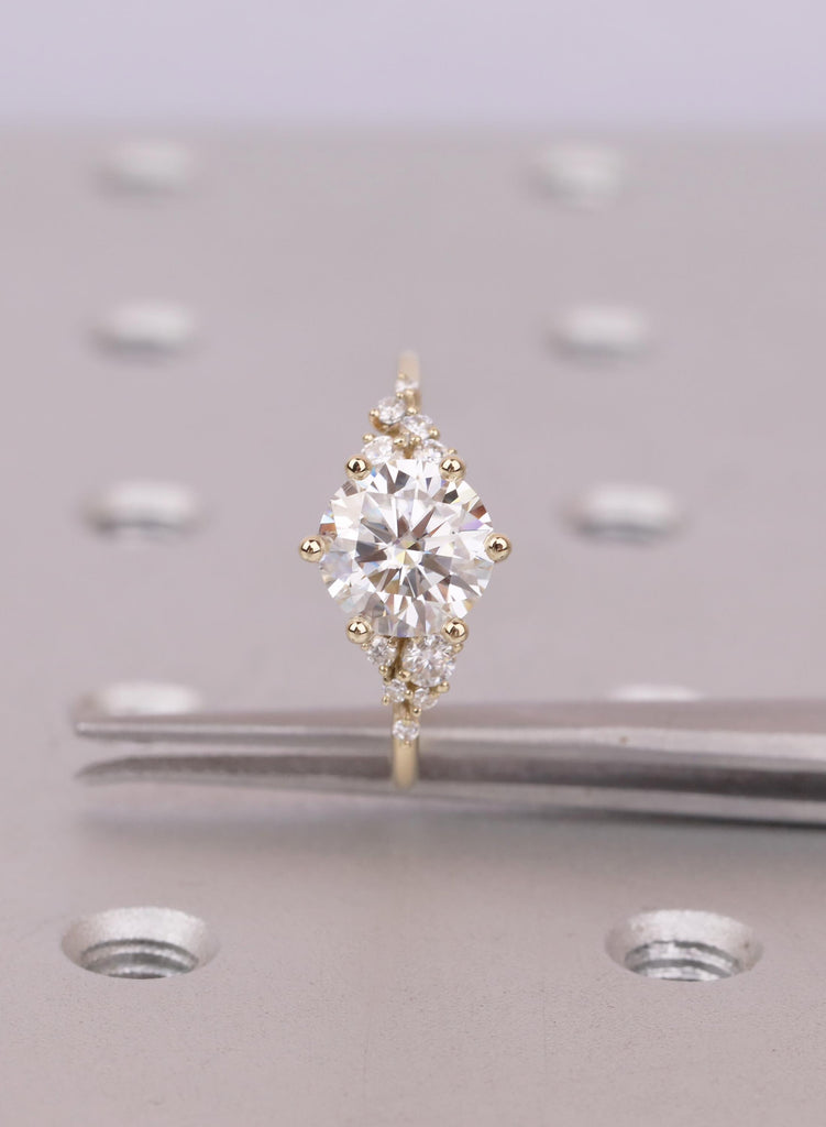 14k Gold Engagement Ring for Her, Unique Promise Ring, Moissanite Cluster Ring, Anniversary Gift, Dainty Ring, Bridal Gift image #14