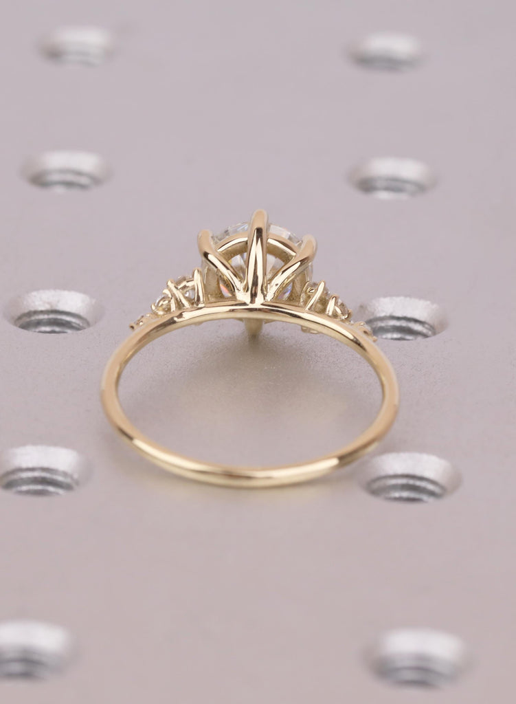 14k Gold Engagement Ring for Her, Unique Promise Ring, Moissanite Cluster Ring, Anniversary Gift, Dainty Ring, Bridal Gift image #7