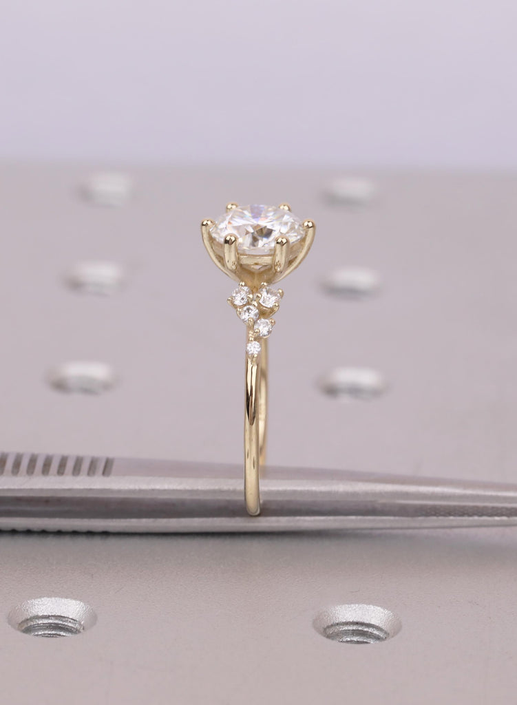 14K Solid Gold Lab Grown Diamond Cluster Engagement Ring, Art Deco Snowdrift Cluster Promise Ring, Personalized Jewelry, Women's Ring image #17