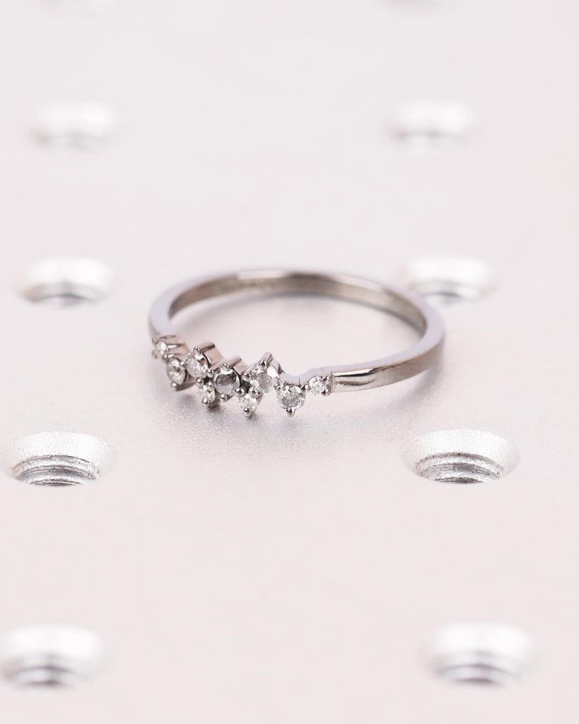 Salt and Pepper Diamond Cluster Ring in 14k Black Gold, Diamond Wedding Band, Multistone Diamond Ring, Stackable Ring, Unique Wedding Band image #3