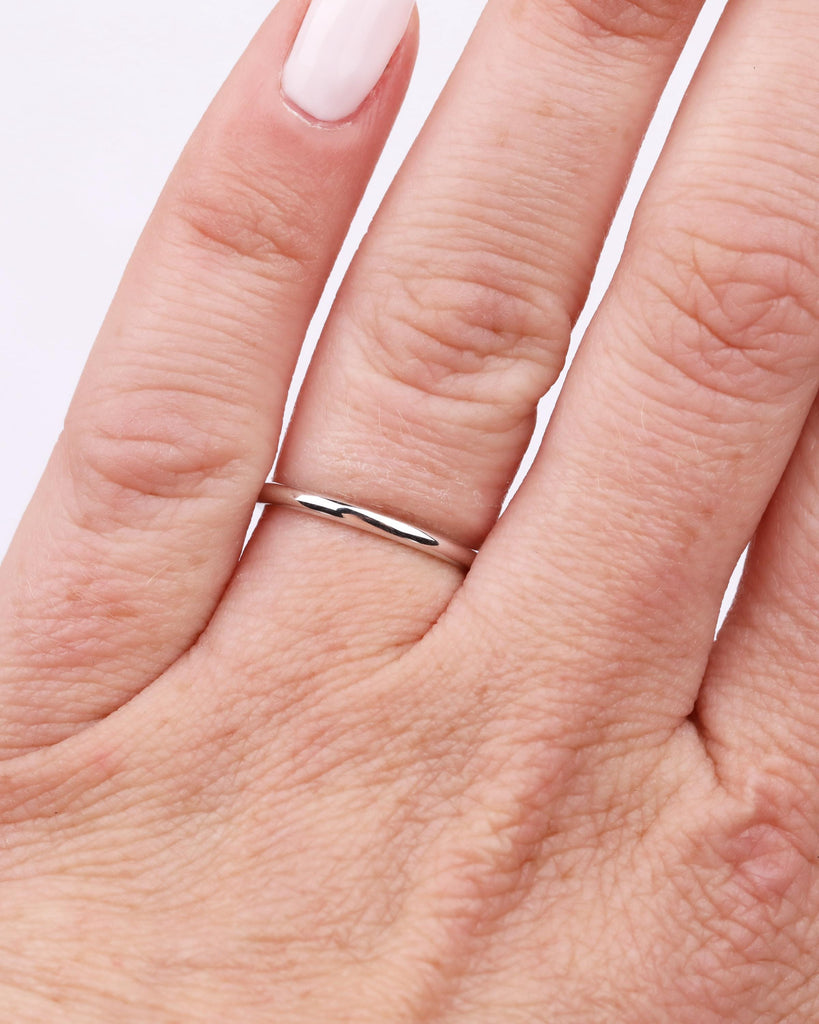 14k Solid Gold Simple Wedding Band, 1.8mm Thin Stacking Rings for Women, Domed Low Knife Edge Ring, Plain Gold Ring, Minimalist Wedding Ring image #2