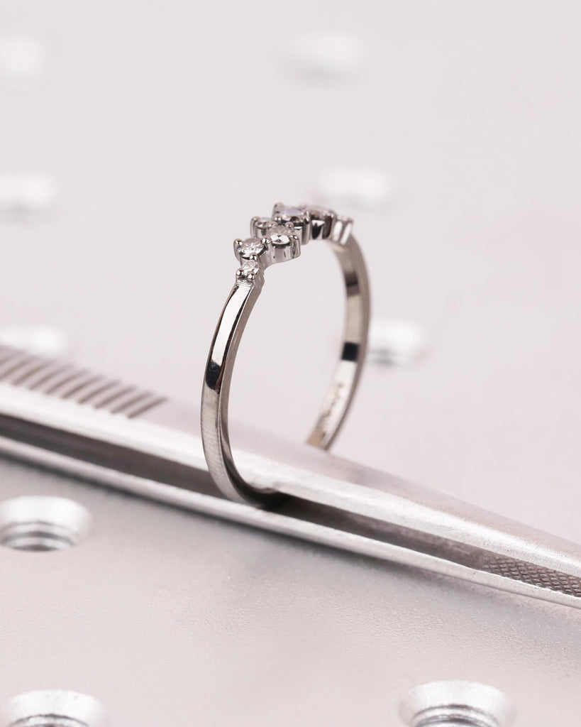 Salt and Pepper Diamond Cluster Ring in 14k Black Gold, Diamond Wedding Band, Multistone Diamond Ring, Stackable Ring, Unique Wedding Band image #9
