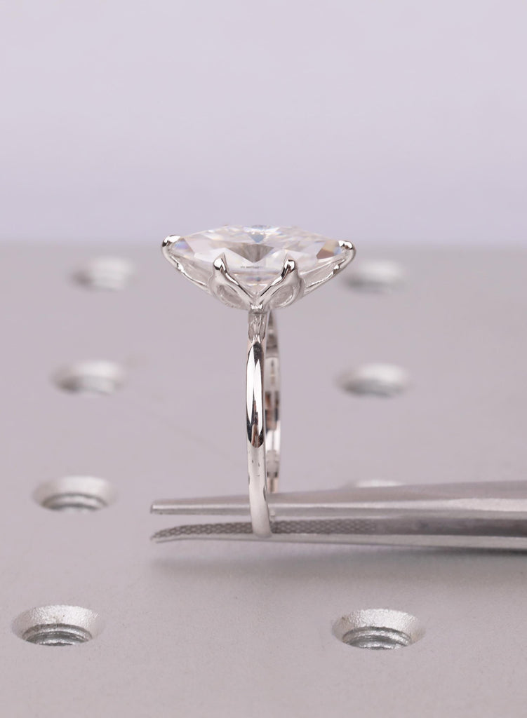 Marquise Moissanite Engagement Ring, 14k Gold Tulip Basket Nature Inspired Solitaire Ring image #12