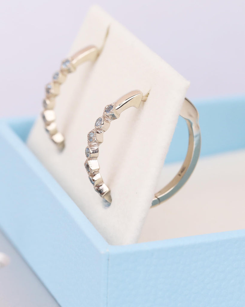 14k Gold Hoop Earrings, Dangle Aquamarine Earrings, Hypoallergenic Birthstone Earrings for Women, Dainty Everyday Earring, Bridal Jewelry image #17