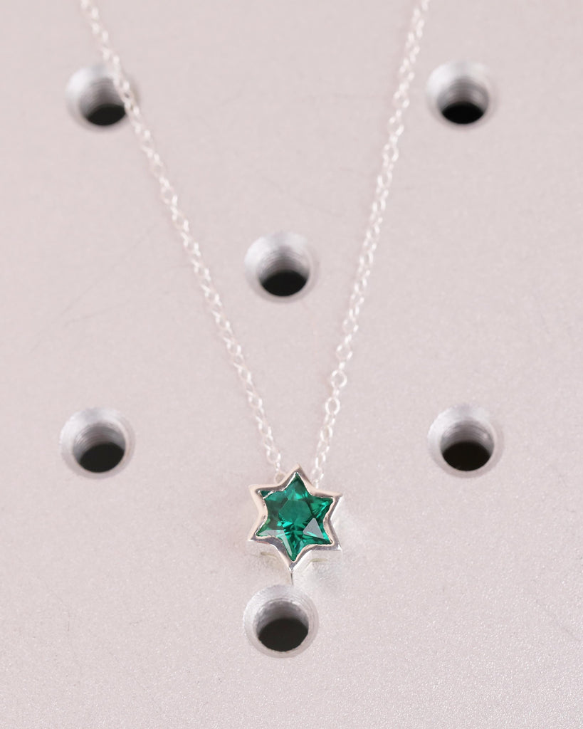 Jewish Star Necklace Pendant, 925 Sterling Silver Bezel Set Lab Emerald Necklace, Magen David Everyday Necklace, Unique Judaica Jewelry image #13