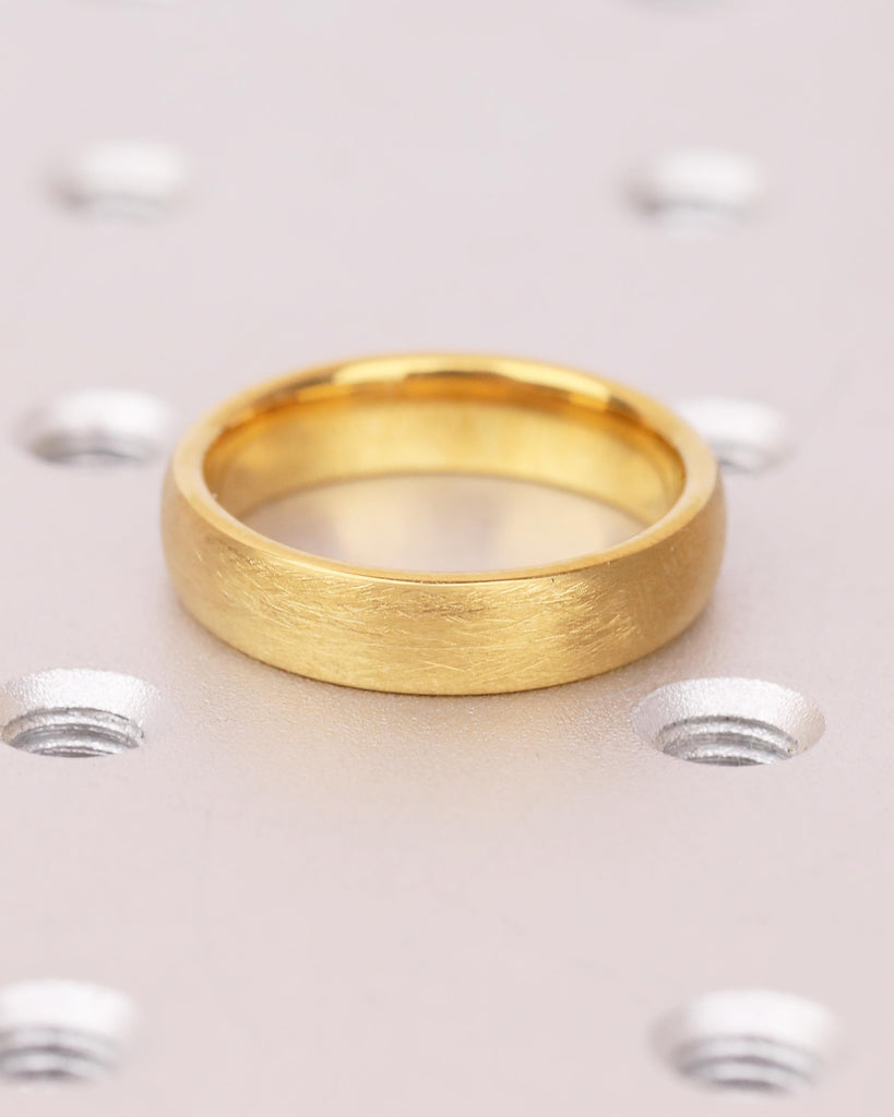 5mm Men's Tungsten Ring, Hypoallergenic Domed 14k Yellow Gold Plated Wedding Band, Comfort Fit image #5