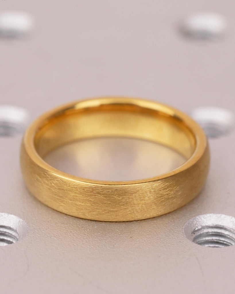 5mm Men's Tungsten Ring, Hypoallergenic Domed 14k Yellow Gold Plated Wedding Band, Comfort Fit image #8