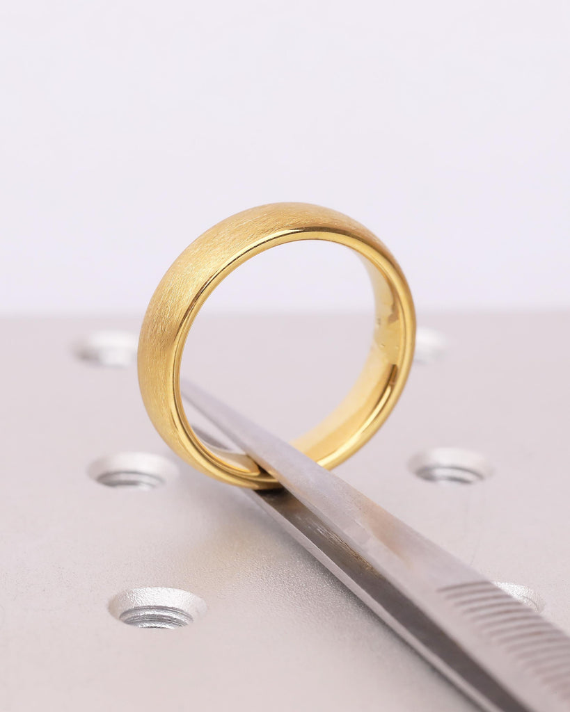 5mm Men's Tungsten Ring, Hypoallergenic Domed 14k Yellow Gold Plated Wedding Band, Comfort Fit image #15
