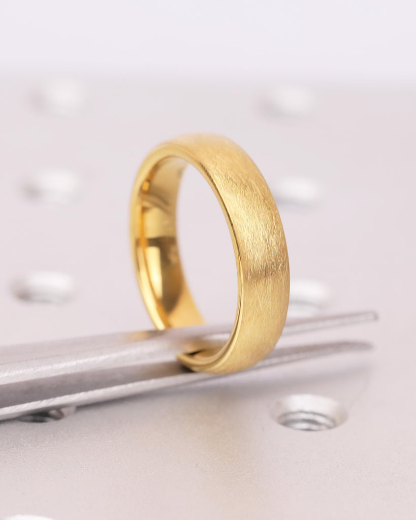 5mm Men's Tungsten Ring, Hypoallergenic Domed 14k Yellow Gold Plated Wedding Band, Comfort Fit image #11