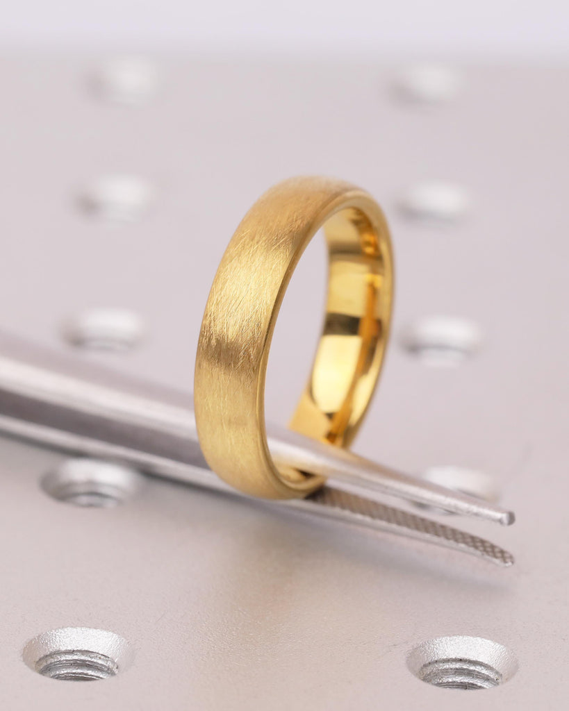 5mm Men's Tungsten Ring, Hypoallergenic Domed 14k Yellow Gold Plated Wedding Band, Comfort Fit image #19